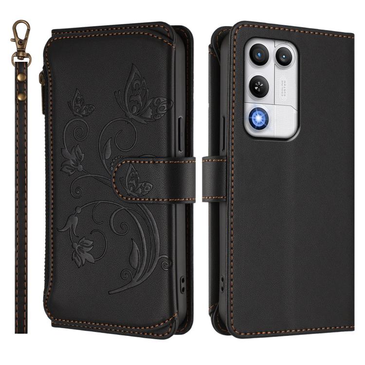 For ZTE nubia RedMagic 11 Air Butterfly Love Flower Multi-card Zipper Wallet Leather Phone Case