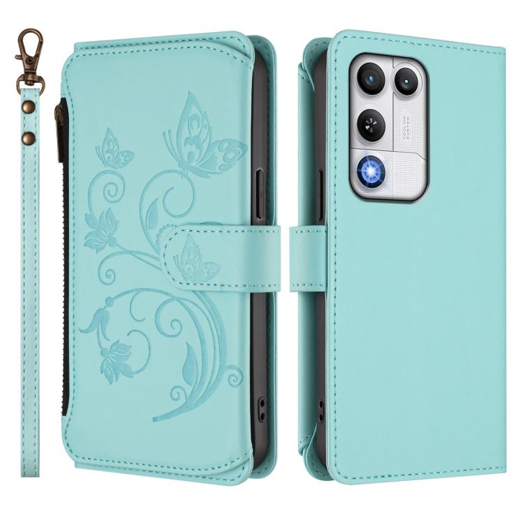 For ZTE nubia RedMagic 11 Air Butterfly Love Flower Multi-card Zipper Wallet Leather Phone Case