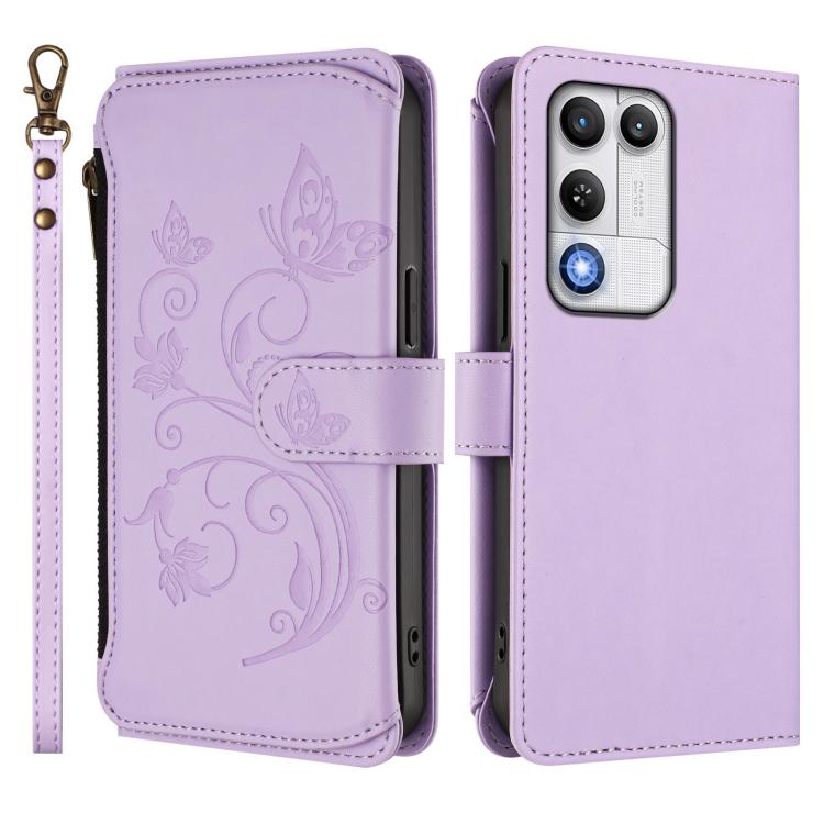 For ZTE nubia RedMagic 11 Air Butterfly Love Flower Multi-card Zipper Wallet Leather Phone Case