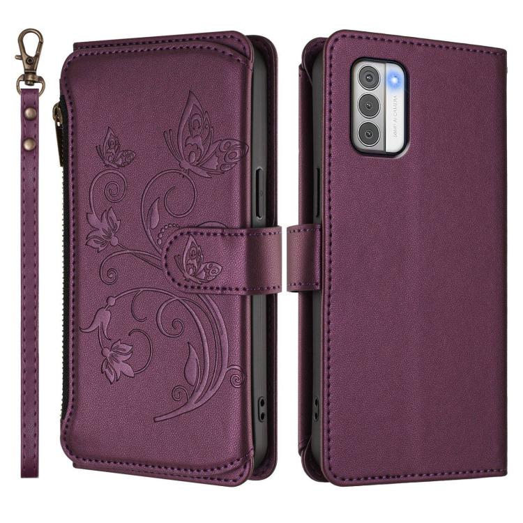 For Nokia G42 / G310 Butterfly Love Flower Multi-card Zipper Wallet Leather Phone Case