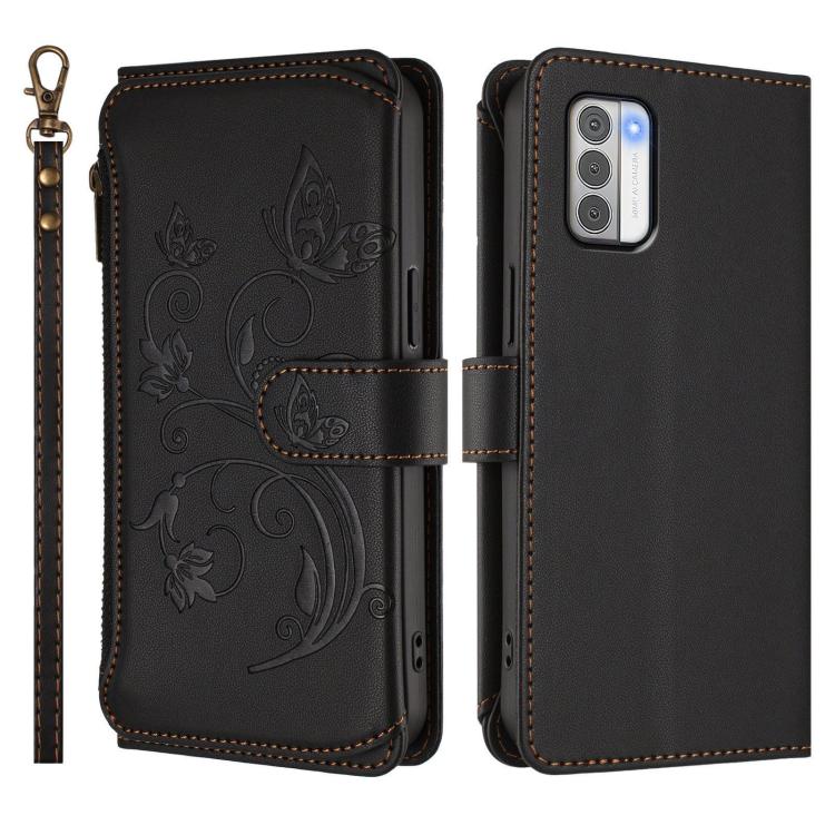 For Nokia G42 / G310 Butterfly Love Flower Multi-card Zipper Wallet Leather Phone Case