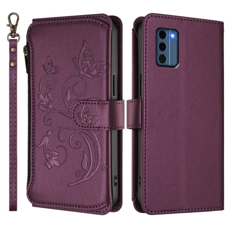 For Nokia C300 Butterfly Love Flower Multi-card Zipper Wallet Leather Phone Case