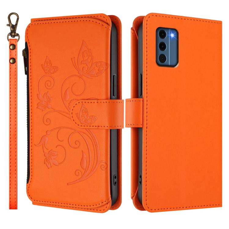 For Nokia C300 Butterfly Love Flower Multi-card Zipper Wallet Leather Phone Case