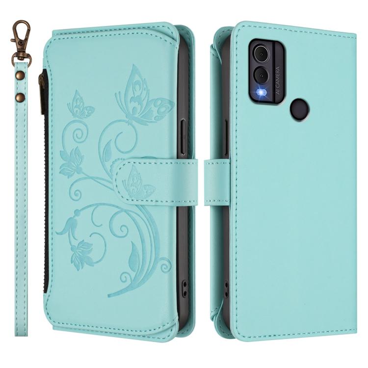 For Nokia C22 Butterfly Love Flower Multi-card Zipper Wallet Leather Phone Case