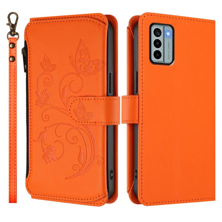 For Nokia G22 Butterfly Love Flower Multi-card Zipper Wallet Leather Phone Case