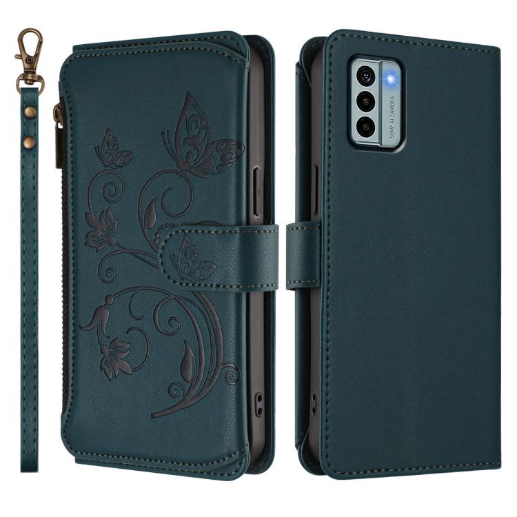 For Nokia G22 Butterfly Love Flower Multi-card Zipper Wallet Leather Phone Case