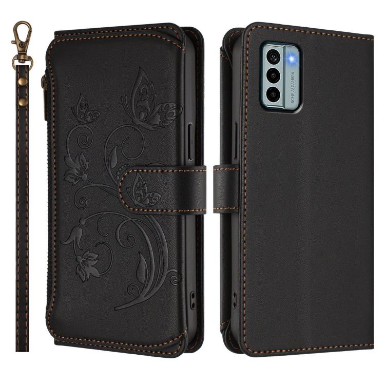 For Nokia G22 Butterfly Love Flower Multi-card Zipper Wallet Leather Phone Case
