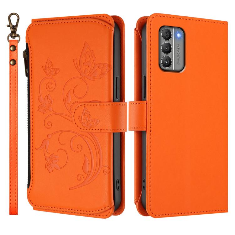 For Nokia G400 Butterfly Love Flower Multi-card Zipper Wallet Leather Phone Case