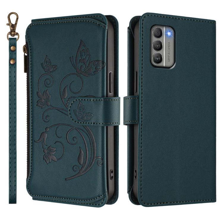 For Nokia G400 Butterfly Love Flower Multi-card Zipper Wallet Leather Phone Case