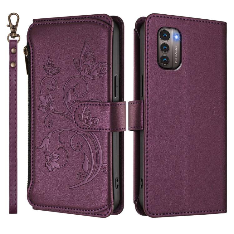 For Nokia G11 4G / G21 4G Butterfly Love Flower Multi-card Zipper Wallet Leather Phone Case