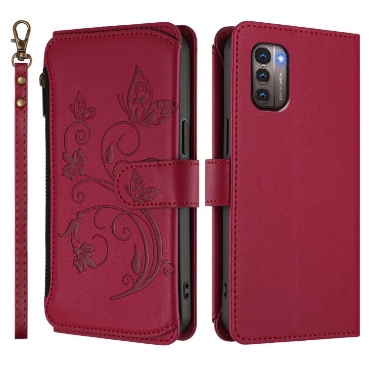 For Nokia G11 4G / G21 4G Butterfly Love Flower Multi-card Zipper Wallet Leather Phone Case