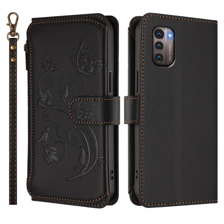 For Nokia G11 4G / G21 4G Butterfly Love Flower Multi-card Zipper Wallet Leather Phone Case