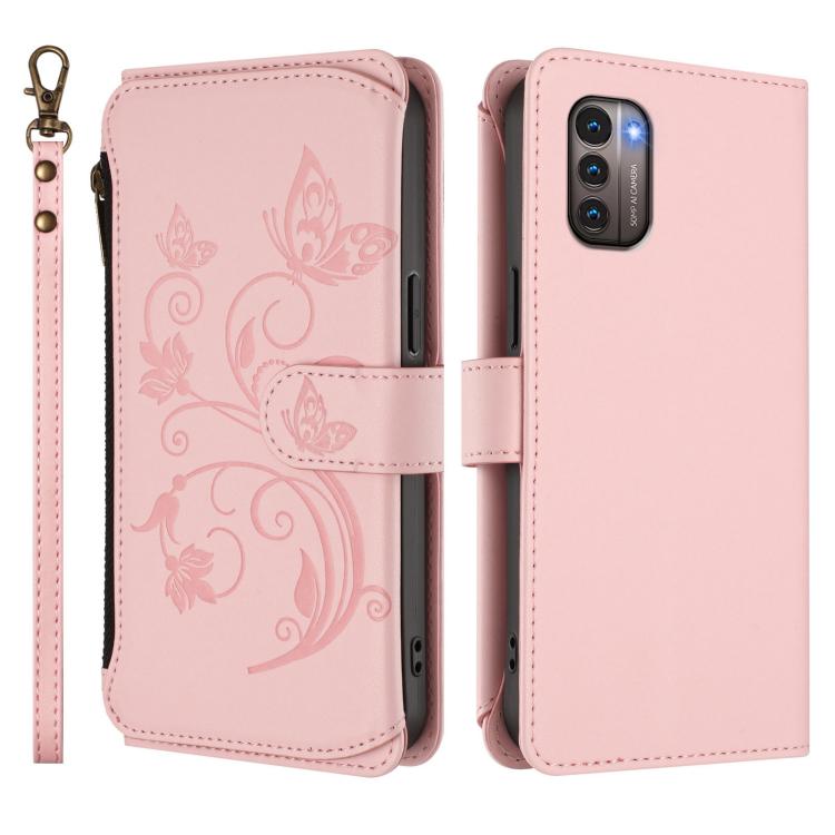 For Nokia G11 4G / G21 4G Butterfly Love Flower Multi-card Zipper Wallet Leather Phone Case