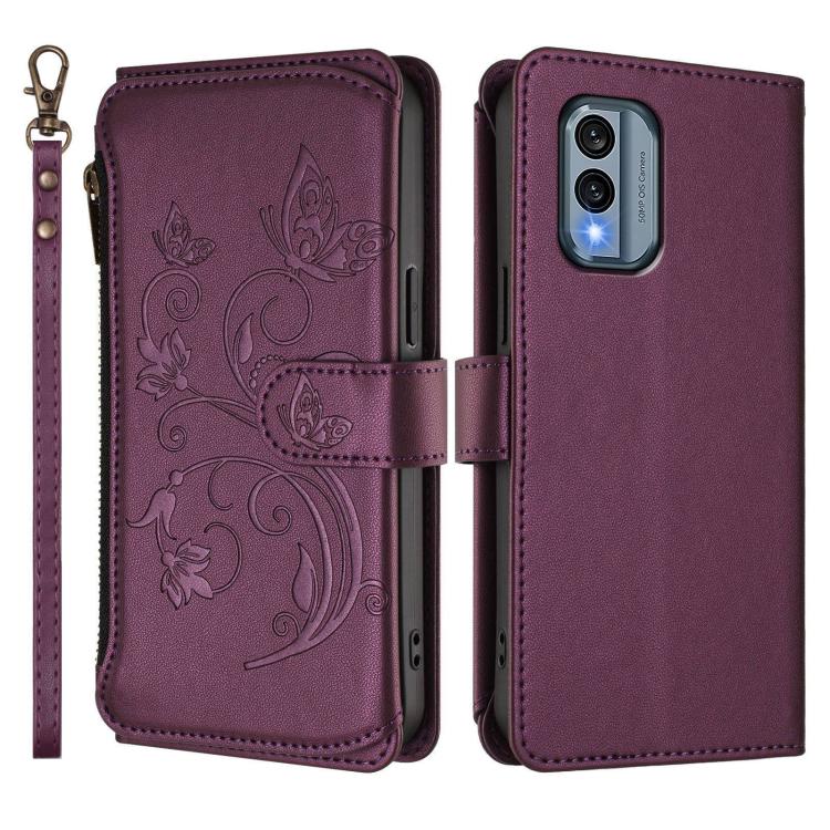 For Nokia X30 5G Butterfly Love Flower Multi-card Zipper Wallet Leather Phone Case