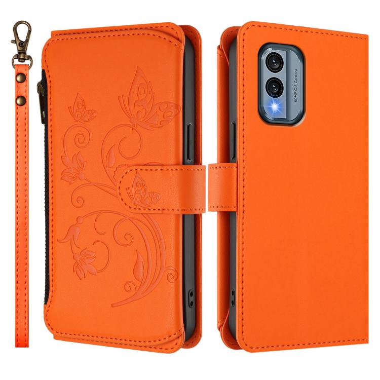For Nokia X30 5G Butterfly Love Flower Multi-card Zipper Wallet Leather Phone Case