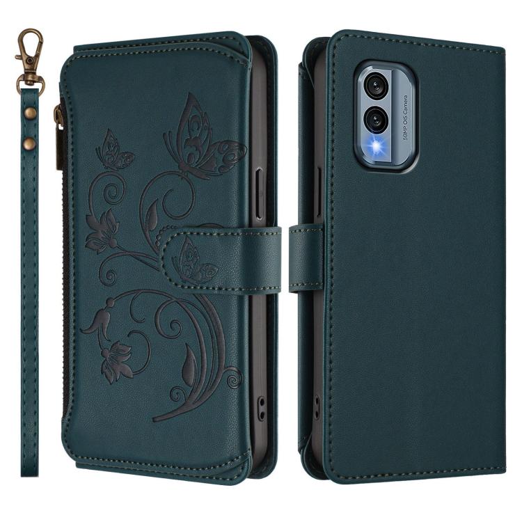 For Nokia X30 5G Butterfly Love Flower Multi-card Zipper Wallet Leather Phone Case