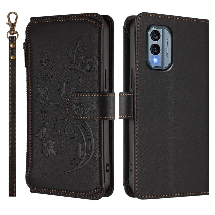 For Nokia X30 5G Butterfly Love Flower Multi-card Zipper Wallet Leather Phone Case