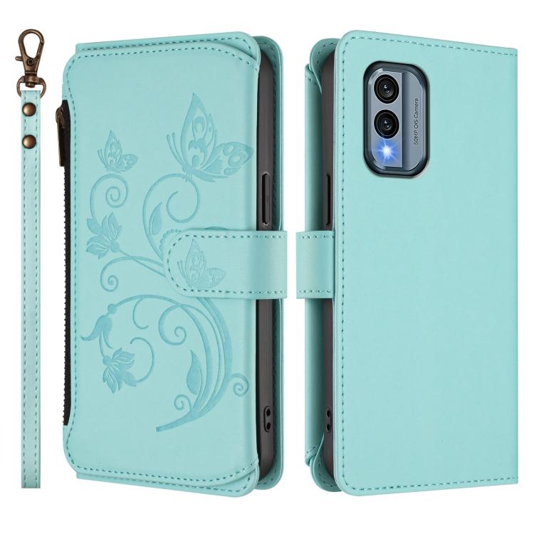 For Nokia X30 5G Butterfly Love Flower Multi-card Zipper Wallet Leather Phone Case