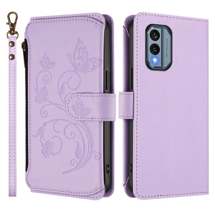 For Nokia X30 5G Butterfly Love Flower Multi-card Zipper Wallet Leather Phone Case