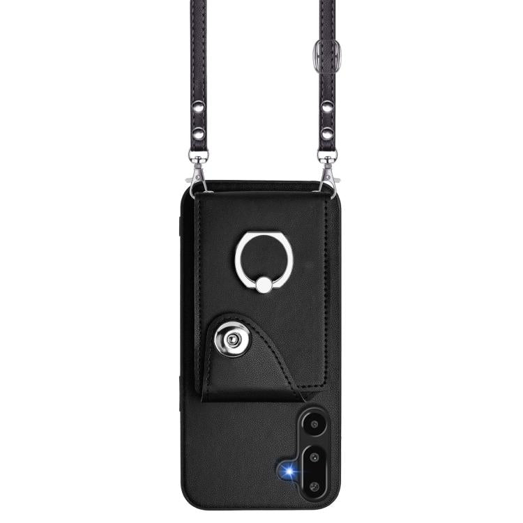 For Samsung Galaxy M16 5G / F16 5G Organ Card Bag Ring Holder Phone Case with Long Lanyard