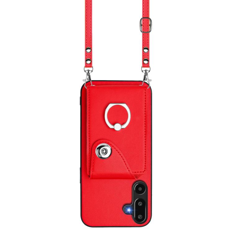 For Samsung Galaxy M16 5G / F16 5G Organ Card Bag Ring Holder Phone Case with Long Lanyard