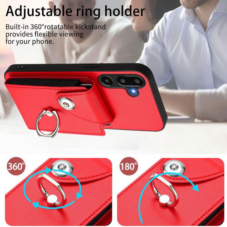 For Samsung Galaxy M16 5G / F16 5G Organ Card Bag Ring Holder Phone Case with Long Lanyard