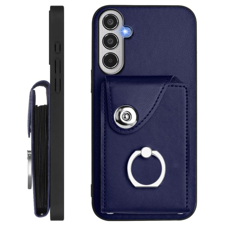 For Samsung Galaxy M35 5G Organ Card Bag Ring Holder Phone Case with Long Lanyard
