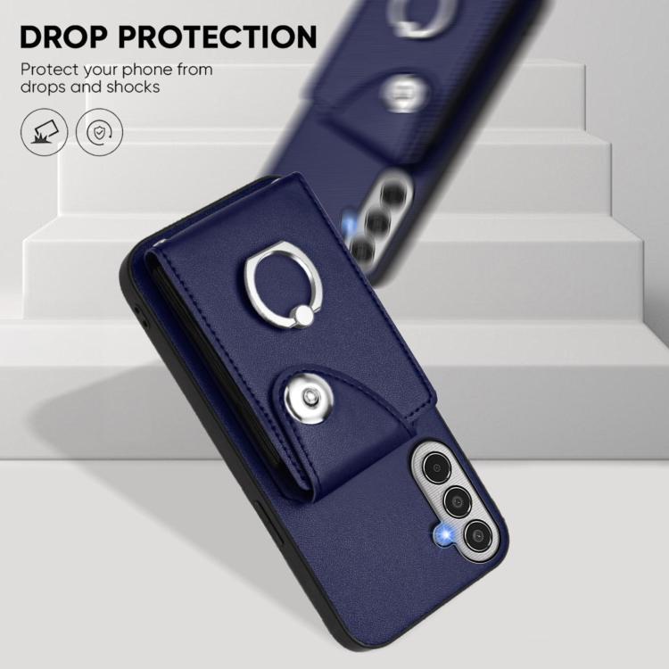 For Samsung Galaxy M35 5G Organ Card Bag Ring Holder Phone Case with Long Lanyard