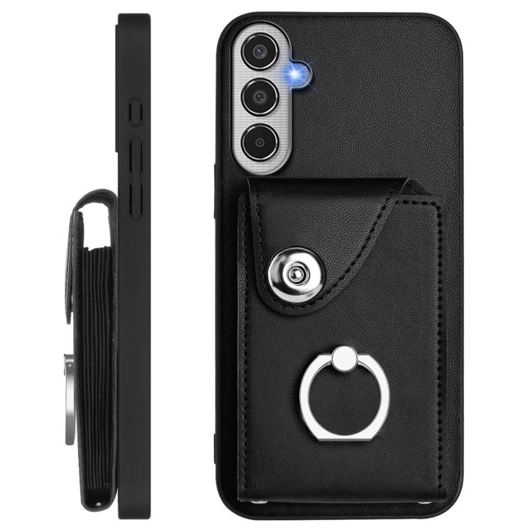 For Samsung Galaxy M35 5G Organ Card Bag Ring Holder Phone Case with Long Lanyard