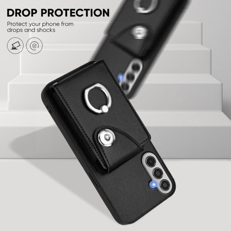 For Samsung Galaxy M35 5G Organ Card Bag Ring Holder Phone Case with Long Lanyard