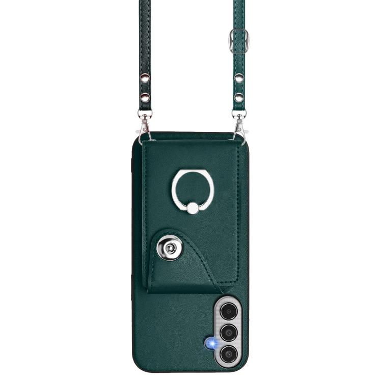 For Samsung Galaxy M35 5G Organ Card Bag Ring Holder Phone Case with Long Lanyard
