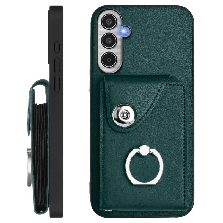 For Samsung Galaxy M35 5G Organ Card Bag Ring Holder Phone Case with Long Lanyard