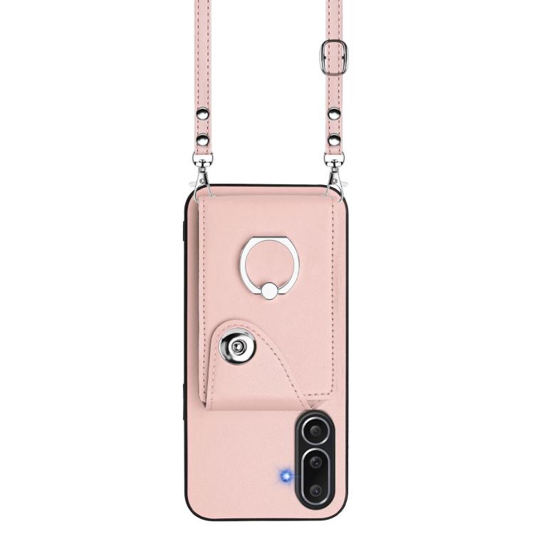 For Samsung Galaxy M56 5G Organ Card Bag Ring Holder Phone Case with Long Lanyard