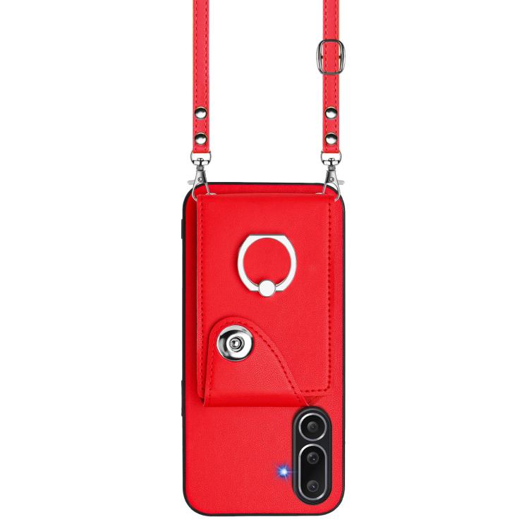 For Samsung Galaxy M56 5G Organ Card Bag Ring Holder Phone Case with Long Lanyard