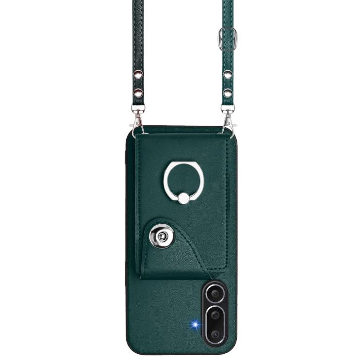 For Samsung Galaxy M56 5G Organ Card Bag Ring Holder Phone Case with Long Lanyard