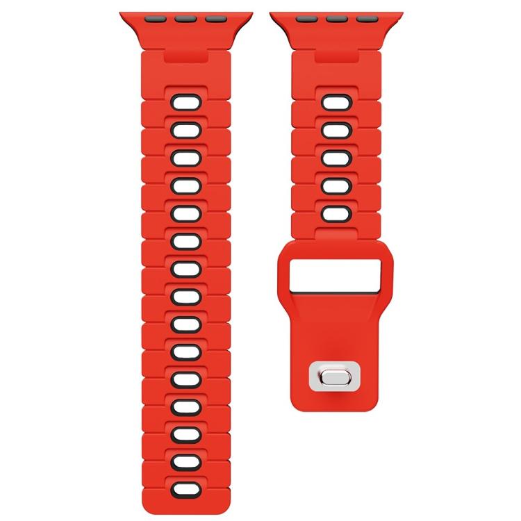For Apple Watch 46mm / 49mm / 45mm / 44mm I-Shape Two-color Liquid Silicone Watch Band