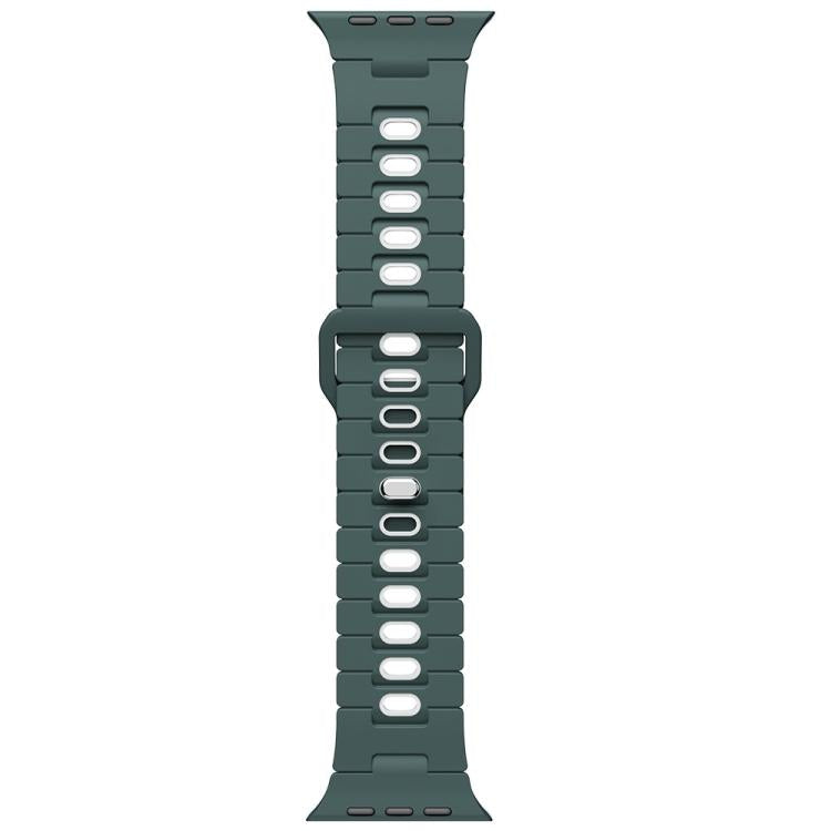 For Apple Watch 46mm / 49mm / 45mm / 44mm I-Shape Two-color Liquid Silicone Watch Band
