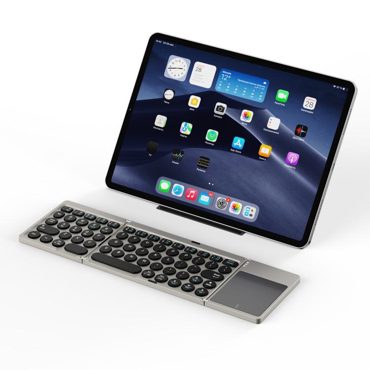 DUX DUCIS OK Flip Series Portable Tri-fold Wireless Touch Keyboard Leather Case - Black