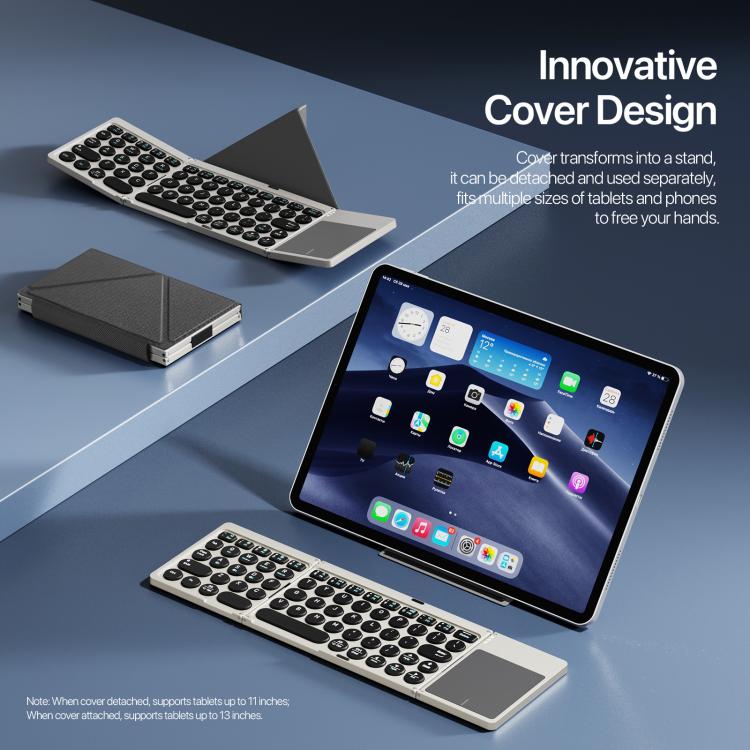 DUX DUCIS OK Flip Series Portable Tri-fold Wireless Touch Keyboard Leather Case - Black