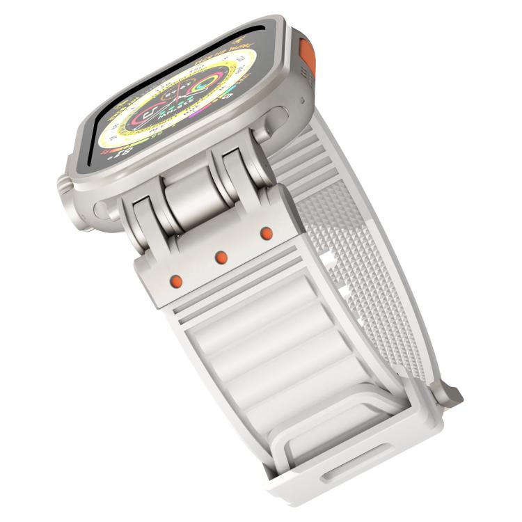 For Apple Watch 46mm / 49mm / 45mm / 44mm Mecha Stripe Texture Silicone Watch Band