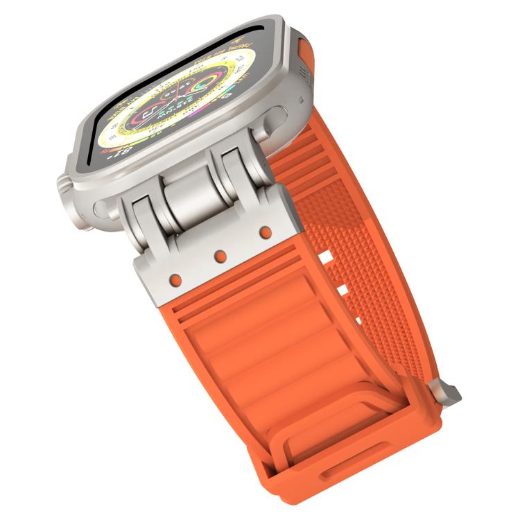 For Apple Watch 46mm / 49mm / 45mm / 44mm Mecha Stripe Texture Silicone Watch Band