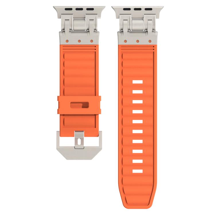 For Apple Watch 46mm / 49mm / 45mm / 44mm Mecha Stripe Texture Silicone Watch Band