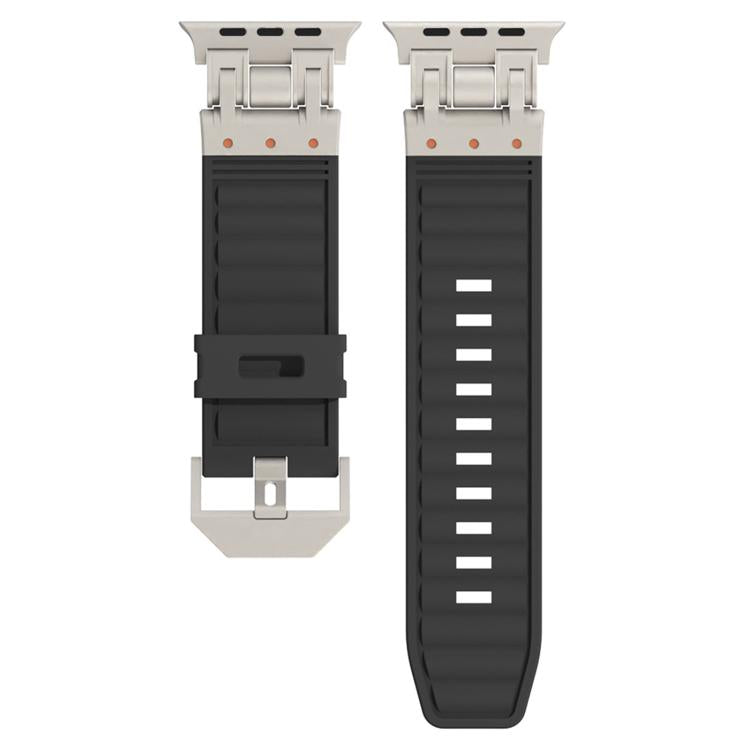 For Apple Watch 46mm / 49mm / 45mm / 44mm Mecha Stripe Texture Silicone Watch Band