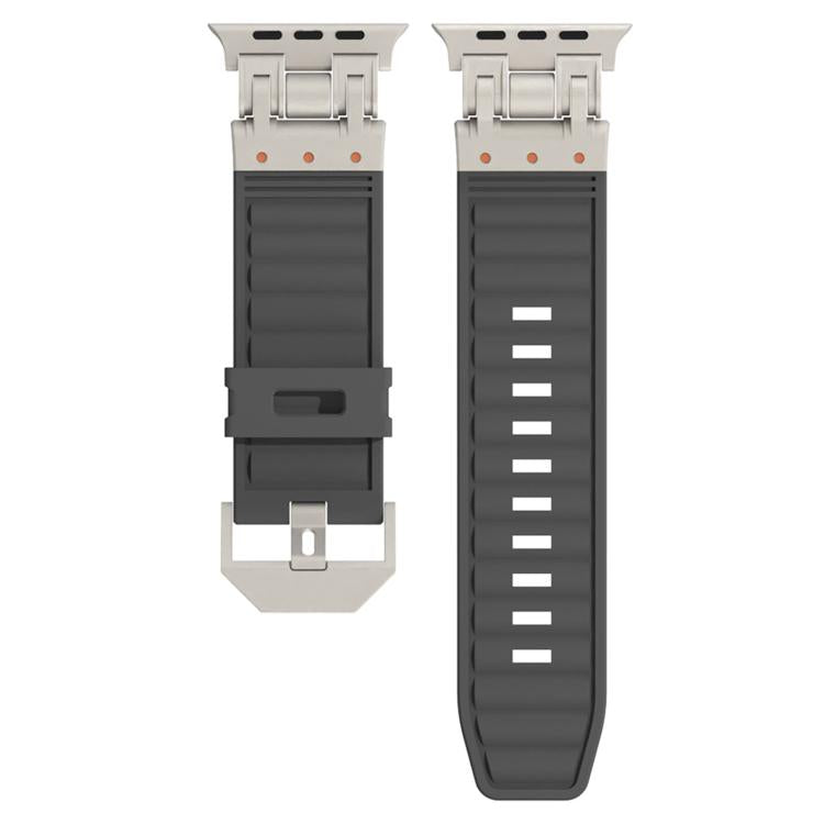 For Apple Watch 46mm / 49mm / 45mm / 44mm Mecha Stripe Texture Silicone Watch Band