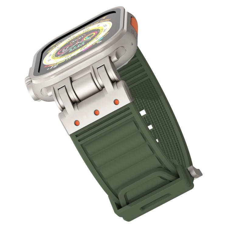 For Apple Watch 46mm / 49mm / 45mm / 44mm Mecha Stripe Texture Silicone Watch Band