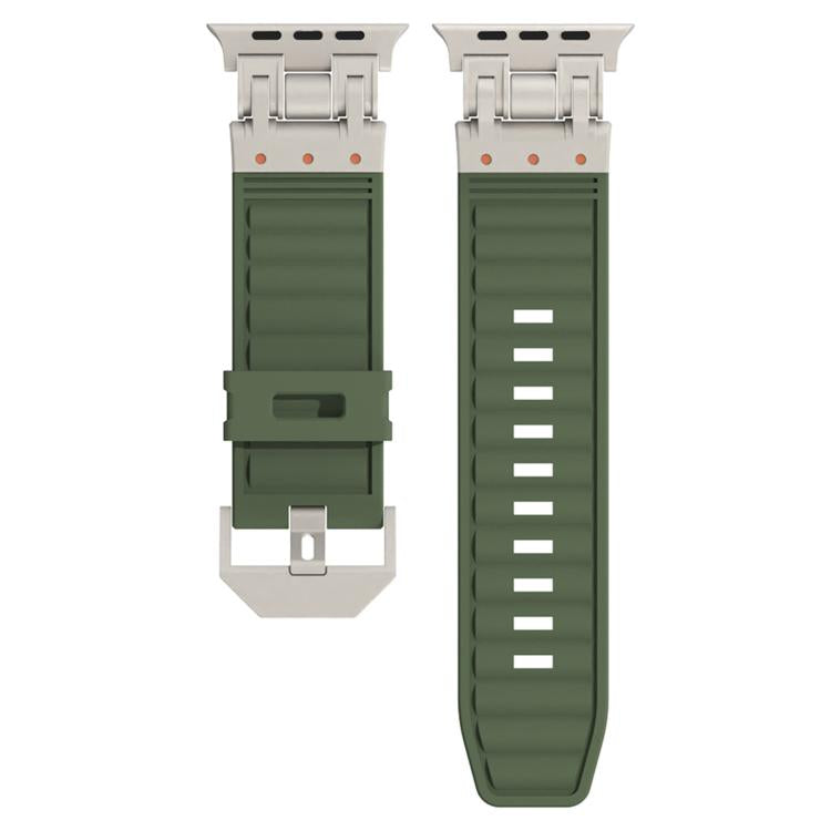 For Apple Watch 46mm / 49mm / 45mm / 44mm Mecha Stripe Texture Silicone Watch Band
