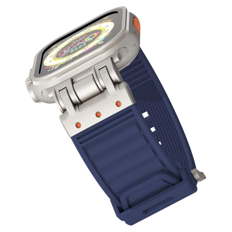 For Apple Watch 46mm / 49mm / 45mm / 44mm Mecha Stripe Texture Silicone Watch Band