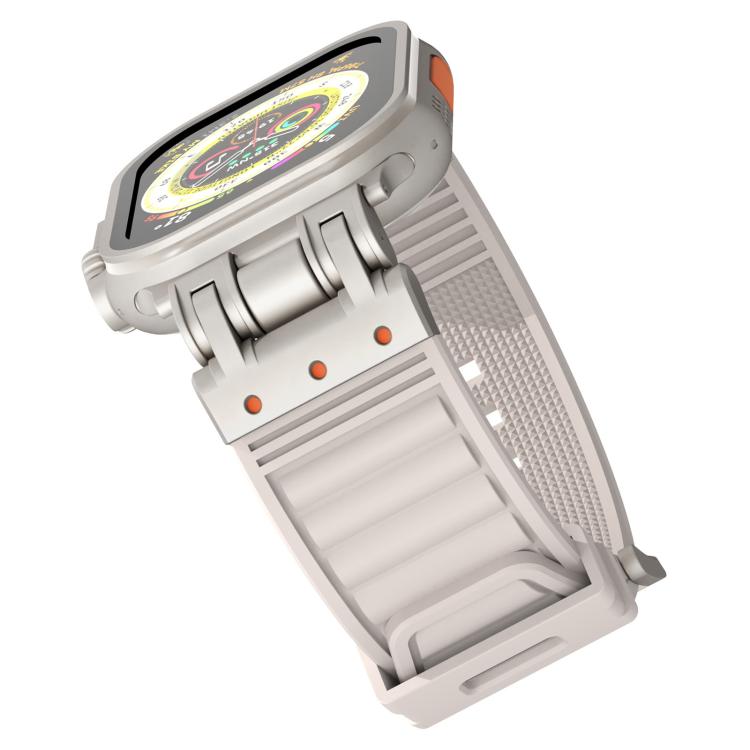 For Apple Watch 46mm / 49mm / 45mm / 44mm Mecha Stripe Texture Silicone Watch Band