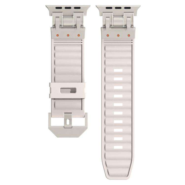 For Apple Watch 46mm / 49mm / 45mm / 44mm Mecha Stripe Texture Silicone Watch Band