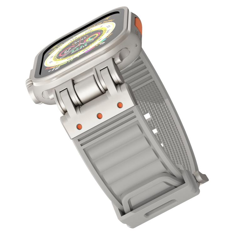 For Apple Watch 46mm / 49mm / 45mm / 44mm Mecha Stripe Texture Silicone Watch Band